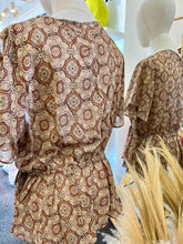 Load image into Gallery viewer, Jessie V-Neck Beige/Rust Plus Size Top