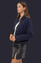 Load image into Gallery viewer, Sadie Navy Gold Button Detail Jacket