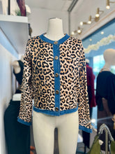 Load image into Gallery viewer, Camila Animal Print Distressed Denim Trimming Button Up Sweater