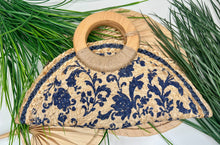 Load image into Gallery viewer, Zoe Bamboo Handle Woven Clutch with Magnetic Button Closure