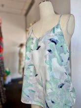 Load image into Gallery viewer, Kaline Blush, Mint Satin Floral V Neck Razor Back Cami