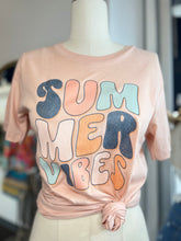 Load image into Gallery viewer, CLEARANCE "Summer Vibes" Heather Peach Graphic Tee