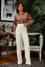 Load image into Gallery viewer, Leanne Long Sleeve Shimmery Woven V Neck Surplice Bodysuit