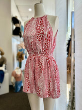 Load image into Gallery viewer, Clearance* Jossie Red and White Leaf Print Halter Romper