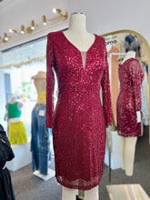 Load image into Gallery viewer, Selena Burgundy Or Black Sequence Short Dress