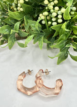 Load image into Gallery viewer, Madison Baby Blue, Yellow and Peach Acrylic C-Shape Earrings