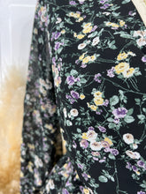 Load image into Gallery viewer, Emily Ditsy Black Floral Long Sleeve Surplice Short Dress