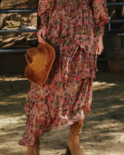 Load image into Gallery viewer, Shiloh Vintage Rose Lurex Tiered Maxi Dress