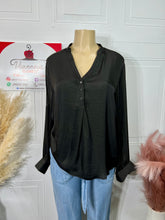 Load image into Gallery viewer, Lucianna Charcoal 2 button long sleeve top