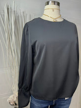 Load image into Gallery viewer, Bernadette Black Back Buttoned Crewneck Top