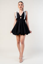 Load image into Gallery viewer, Puff Black Dress White Self Bow Tie