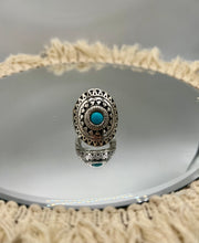 Load image into Gallery viewer, Josie Silver and Turquoise Adjustable Ring