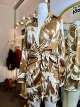 Load image into Gallery viewer, Carol Satin Long Sleeve V-Neck Front Tie Mini Dress