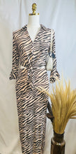 Load image into Gallery viewer, Belinda Khaki/Black Zebra Abstract Long Sleeve Mesh Skirt Set