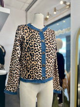 Load image into Gallery viewer, Camila Animal Print Distressed Denim Trimming Button Up Sweater