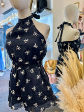 Load image into Gallery viewer, Vivienne Camel and Navy Blue Spring Floral Romper