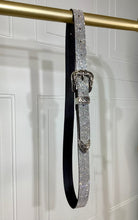 Load image into Gallery viewer, Daryanna Black or Silver Swarovski Silver Buckle Belt