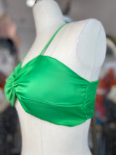 Load image into Gallery viewer, Alisa Lime Green Front Twist Spaghetti Strap Satin Crop