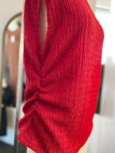 Load image into Gallery viewer, Janessa Red Ribbed Short Sleeve Ruched Side Top