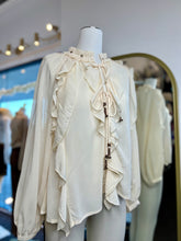 Load image into Gallery viewer, Justine Burgundy or Natural Ruffle Long Sleeve Top