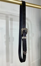 Load image into Gallery viewer, Daryanna Black or Silver Swarovski Silver Buckle Belt