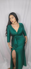 Load image into Gallery viewer, Selenne Teal Open Leg Long Evening Dress