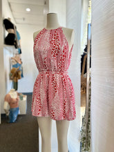 Load image into Gallery viewer, Clearance* Jossie Red and White Leaf Print Halter Romper