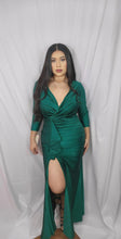 Load image into Gallery viewer, Selenne Teal Open Leg Long Evening Dress