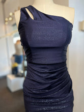 Load image into Gallery viewer, Daniela Navy One Sleeve Shimmery Long Dress