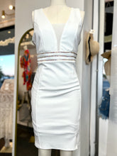 Load image into Gallery viewer, Genesis Delightfully Festive White Sequin Sleeveless Mini Dress