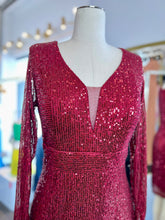 Load image into Gallery viewer, Selena Burgundy Or Black Sequence Short Dress