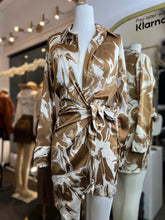 Load image into Gallery viewer, Carol Satin Long Sleeve V-Neck Front Tie Mini Dress