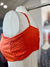 Load image into Gallery viewer, Lola Orange Front Twist Padded Satin Crop Top
