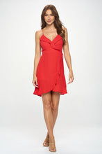 Load image into Gallery viewer, Victoria Red Ivory Polka Dot Wrap Short Dress