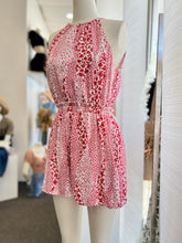 Load image into Gallery viewer, Clearance* Jossie Red and White Leaf Print Halter Romper
