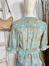 Load image into Gallery viewer, Clearance Clarissa Floral Chiffon V Neck Button Down Short Sleeve Top