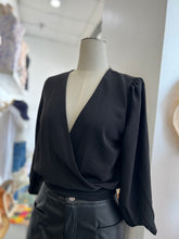 Load image into Gallery viewer, Lizz Black Long Sleeve Tie Back Blouse