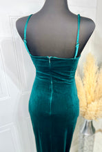 Load image into Gallery viewer, Jenny Hunter Green or Teal Velvet Spaghetti Strap Dress