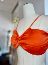 Load image into Gallery viewer, Lola Orange Front Twist Padded Satin Crop Top