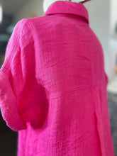 Load image into Gallery viewer, Clearance Samantha Fuchsia Fold Sleeve Button Down Top
