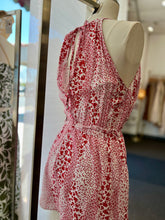 Load image into Gallery viewer, Clearance* Jossie Red and White Leaf Print Halter Romper