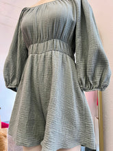 Load image into Gallery viewer, Eloise Sage 3/4 Sleeves Romper Off shoulders