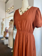 Load image into Gallery viewer, Janice Rust Flowy Maxi Dress Sided Pockets