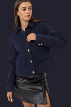 Load image into Gallery viewer, Sadie Navy Gold Button Detail Jacket