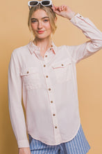 Load image into Gallery viewer, Karine Natural or Baby Pink Long Sleeve Tencel Button Down Top