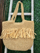 Load image into Gallery viewer, Alexa Tan or Brown Straw Weaved Tote Bag