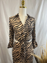 Load image into Gallery viewer, Belinda Khaki/Black Zebra Abstract Long Sleeve Mesh Skirt Set