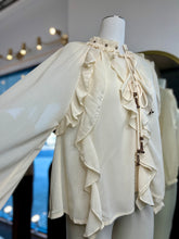 Load image into Gallery viewer, Justine Burgundy or Natural Ruffle Long Sleeve Top