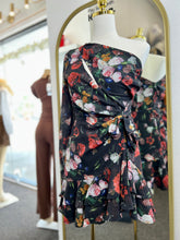 Load image into Gallery viewer, Lola One Shoulder Black Floral Dress
