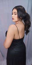 Load image into Gallery viewer, Sahara Black Shimmery Spaghetti Strap Open Leg Evening Dress
